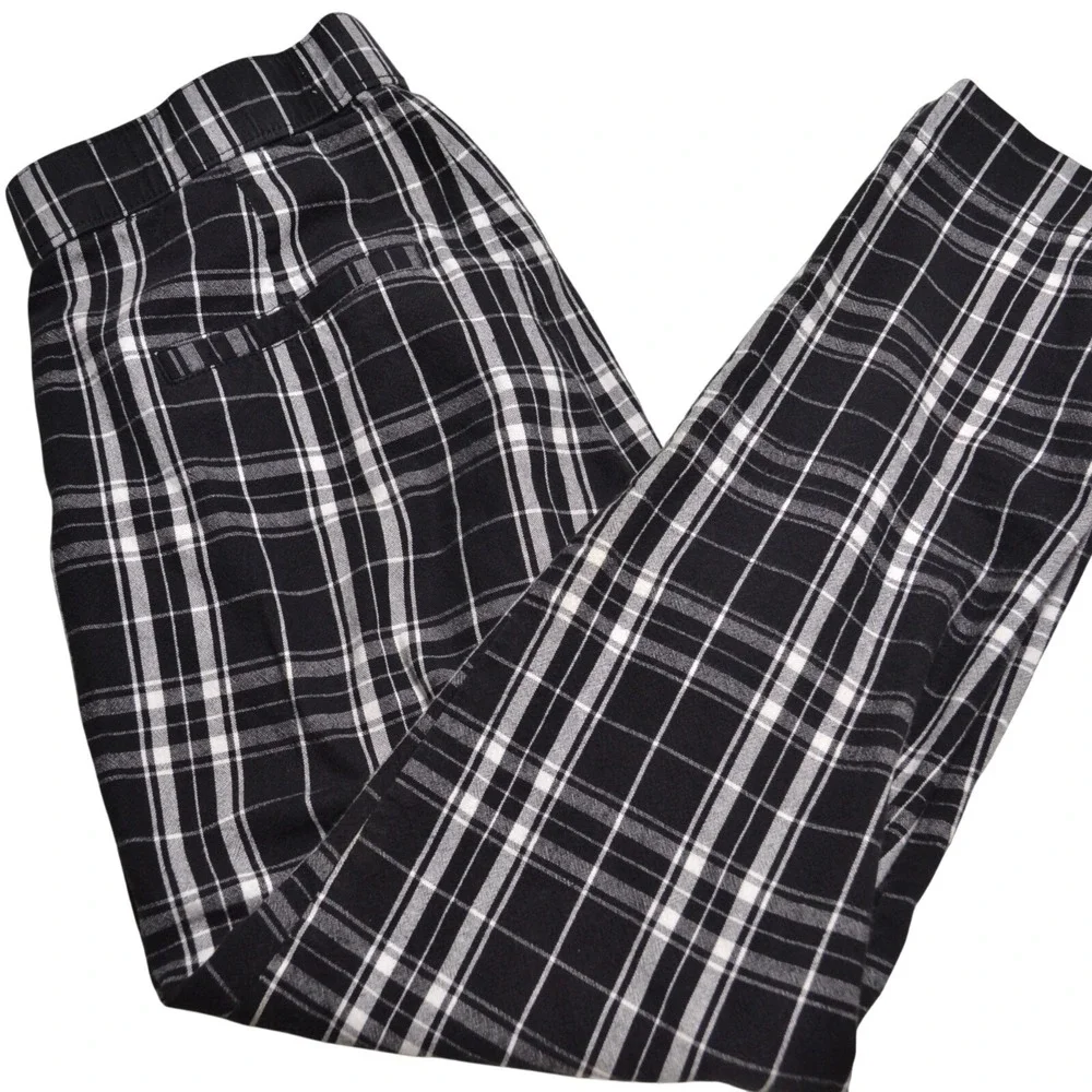 Hollister Plaid Trousers Womens‎ Small Black White Excellent Preppy Casual Bold